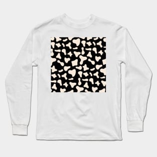 Milk Dairy Cow Print Pattern on Black Background Long Sleeve T-Shirt